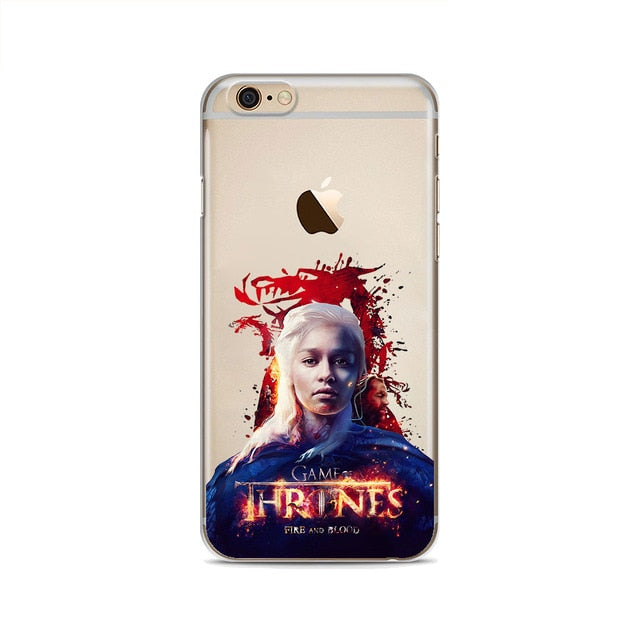 Game Thrones Daenerys Dragon Jon Snow Clear Soft silicone Phone Case For iphone X 8 8Plus 7 7Plus 6S 6Plus 5 5S SE 5C 4 4S Cases