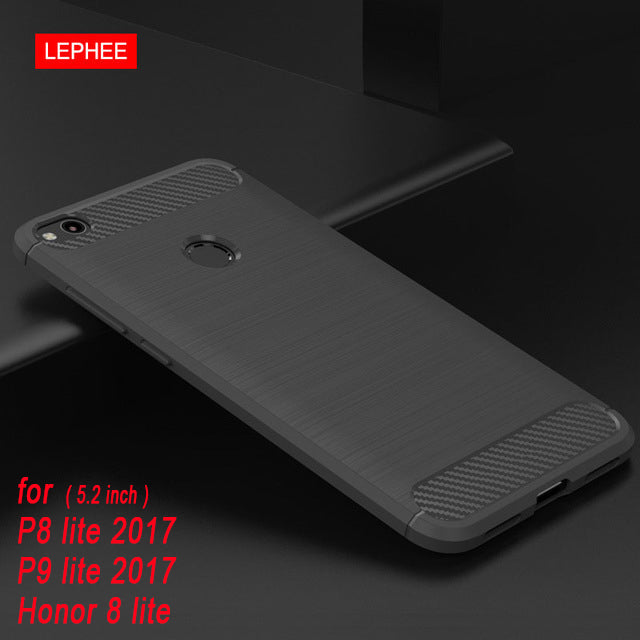 Honor 8 lite Case for Huawei P8 Lite 2017 Case Silicone Soft TPU Brushed Carbon Fiber Phone Cases for Hiawei P9 Lite 2017 Cover