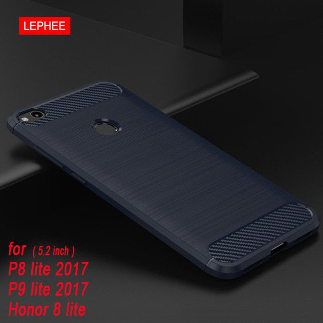 Honor 8 lite Case for Huawei P8 Lite 2017 Case Silicone Soft TPU Brushed Carbon Fiber Phone Cases for Hiawei P9 Lite 2017 Cover