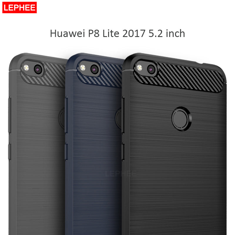 Honor 8 lite Case for Huawei P8 Lite 2017 Case Silicone Soft TPU Brushed Carbon Fiber Phone Cases for Hiawei P9 Lite 2017 Cover
