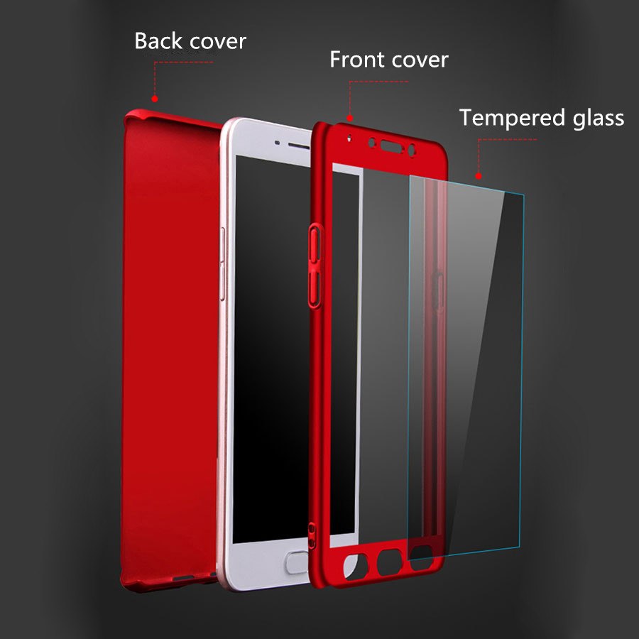 Hybrid Phone Case Cover For Samsung A6 Plus 2018 J4 J6 A8 Plus Case Samsung A5 A7 2017 2016 360 Full Cover Case Tempered Glass
