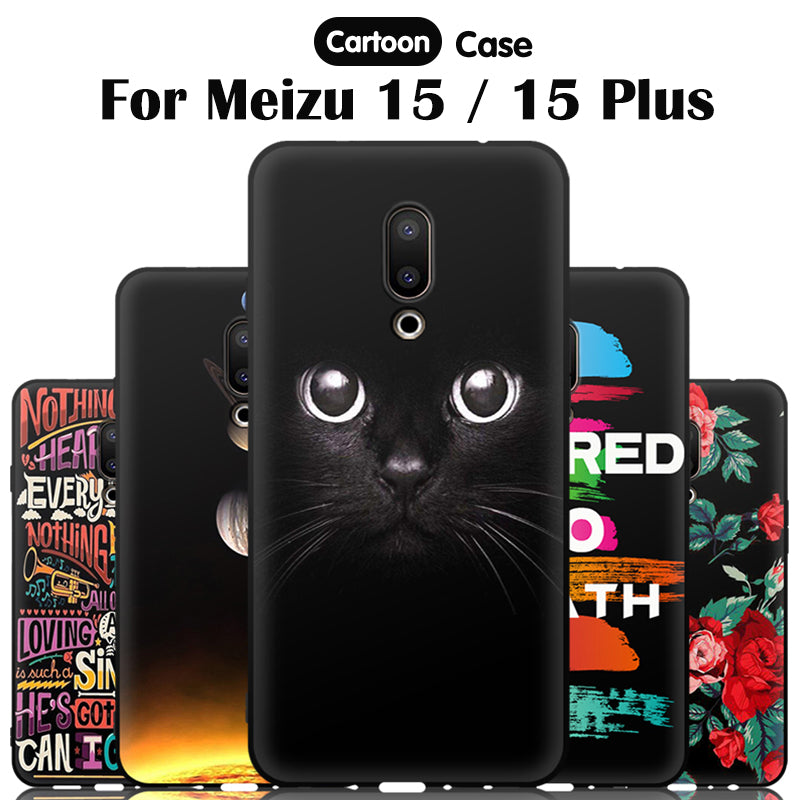 JURCHEN Silicone Phone Case For Meizu 15 Case Lite Cartoon Cute Cover For Meizu 15 Plus Cover Case Soft Fashion Coque Back Bag