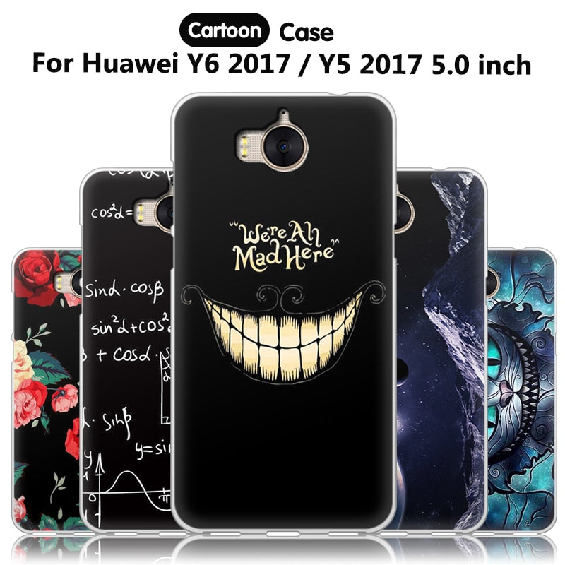 JURCHEN TPU For Huawei Y6 2017 Case Cartoon Print Soft Back Cover Phone Case For Huawei Y6 2017 / Y5 2017 Back Cover 5.0 inch