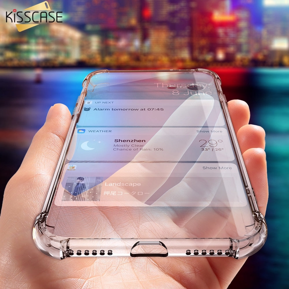 KISSCASE Case For iPhone X 6 7 Plus Phone Case For iPhone 8 7 9 XS Plus 5S 5 SE Clear Shockproof Soft Silicone Transparent Case
