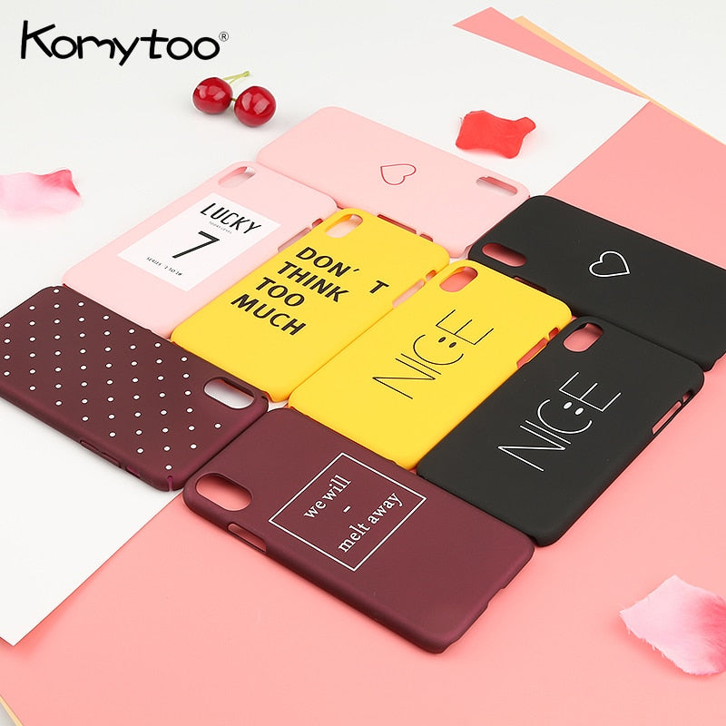 KOMYTOO Original Matte Phone Case For iPhone X 8 7 6 Lovely Funny Cute Words Pattern Hard Case Cover For iPhone 6 6s 7 8 Plus