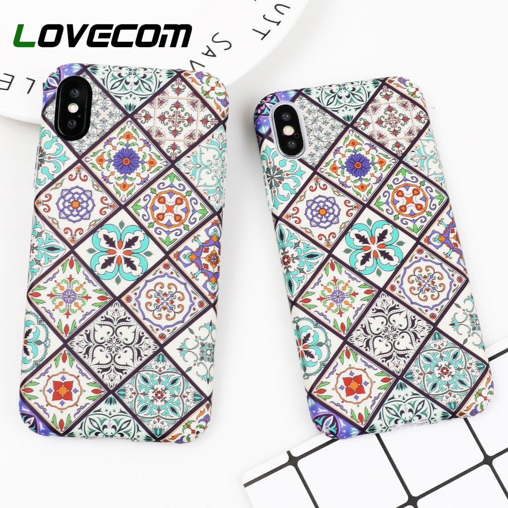 LOVECOM Vintage Exotic blue and white porcelain Phone Cases For iPhone 6 6S 7 8 Plus X Matte Hard PC Phone Back Cover Coque