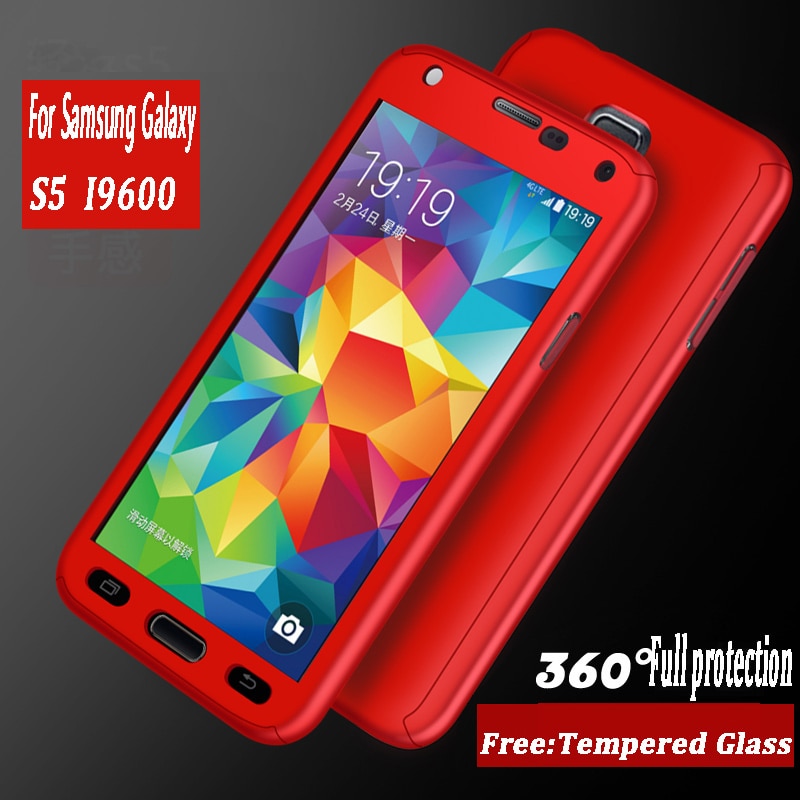 Luxury 360 Degree Protection Mobile Phone Case For Samsung galaxy s5 neo s5 I9600 Cover case Coque freeTempered glass All-inclus