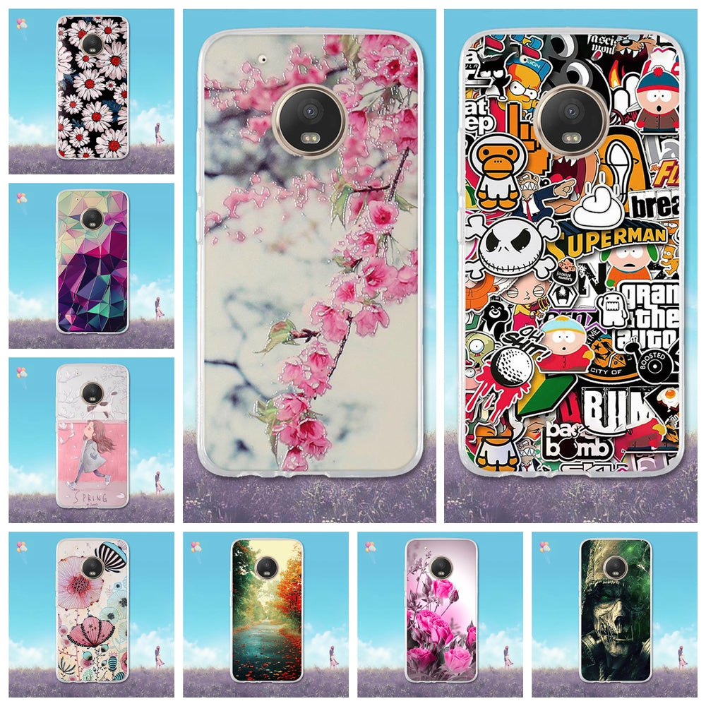 Luxury For Coque Motorola Moto G5 Plus Case Soft TPU Back Shell For Moto G5 Plus Cover Flower For Motorola Moto G5 Phone Cases