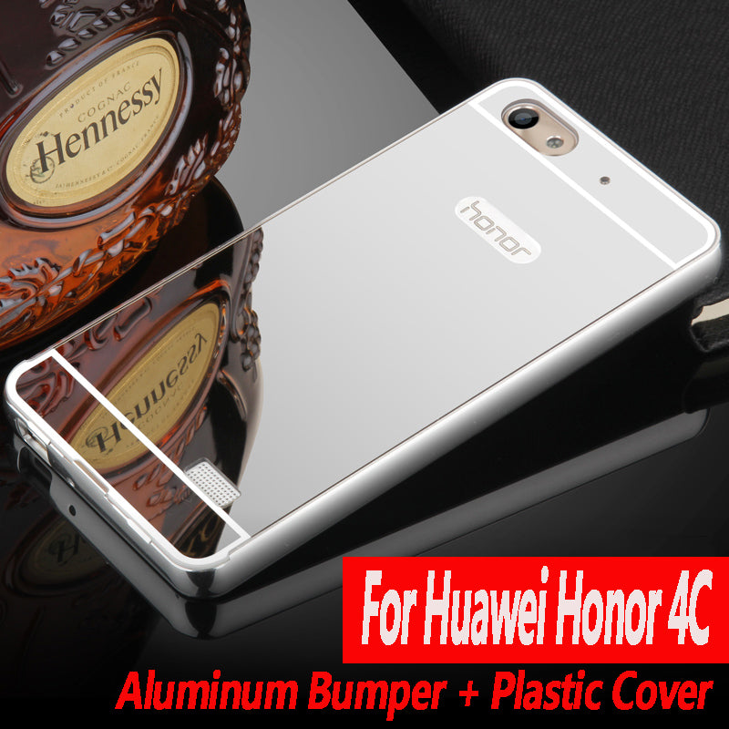 Luxury For Huawei Honor 4C Case c8818D Cover Mirror Aluminum Bumper Metal Acrylic Back Cover For Huawei G Play Mini  Phone Cases