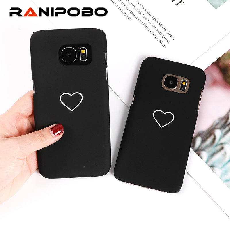 Luxury Love Heart Painted Phone Case For Samsung Galaxy S9 S8 S7 S6 edge Couples Case Hard PC Pink Back Cover Cases Couque Gift