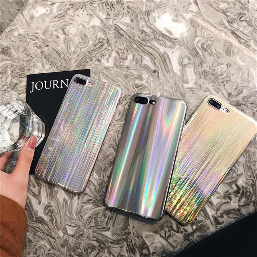Luxury Rainbow Glitter Phone Case For iPhone 6S Case iPhone 7 Cute Laser Colorful Shining For iPhone 6 6S 7 Plus Silicone Cover