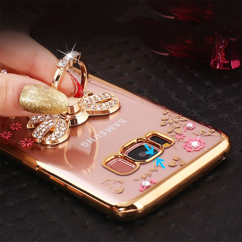 Luxury Rhinestone Glitter Holder Phone Case For Samsung Galaxy S3 S4 S5 S6 Edge Plus S7 S7Edge S8 S9Plus Note Perfume Kitty Case