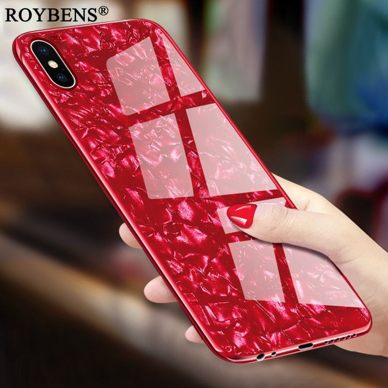 Luxury Tempered Glass Case for iPhone X  Hard Back Shell Soft TPU Bumper Phone Case for iPhone 8 Plus 7 6 6SPlus Cover 8Plus 10