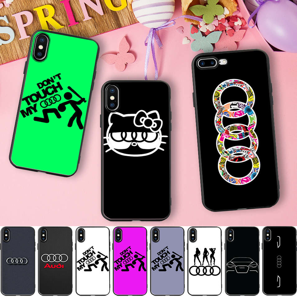 Minason Funny Car Audi Logo Black Soft Silicone Phone Case Cover for iPhone X 5 S 5S 6 6S 7 8 Plus 7plus 6splus Fitted Housings