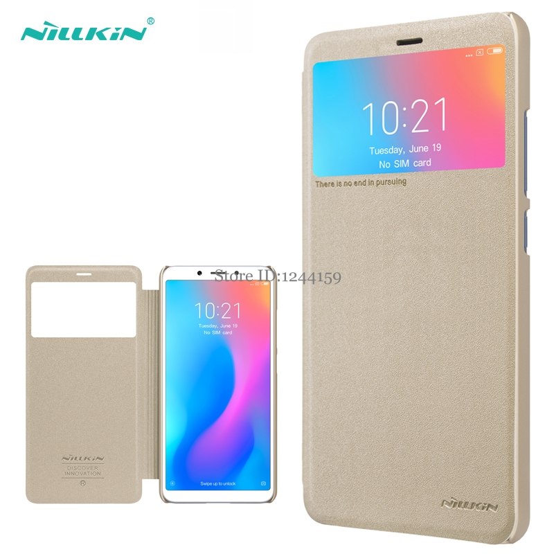 NILLKIN Sparkle flip Leather with view window hard plastic back cover phone case for Xiaomi Redmi 6A