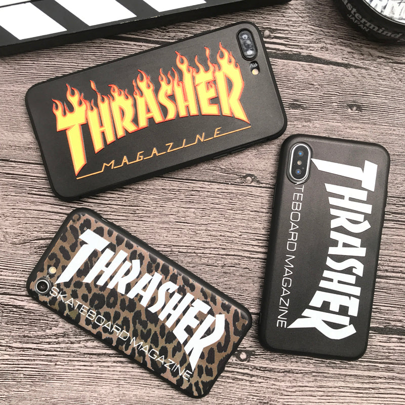 New skateboard Street flame soft silicon cover case for iphone 6 6S plus 7 7plus 8 8plus X Leopard print phone cases coque capa