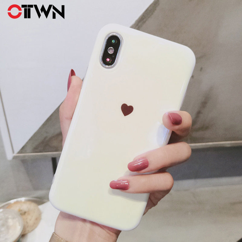 Ottwn Blue Ray Phone Case For iPhone X 8 7 6 6S Plus Love Heart Crown Pattern Simple Shell Soft IMD Soft TPU Back Cover Cases