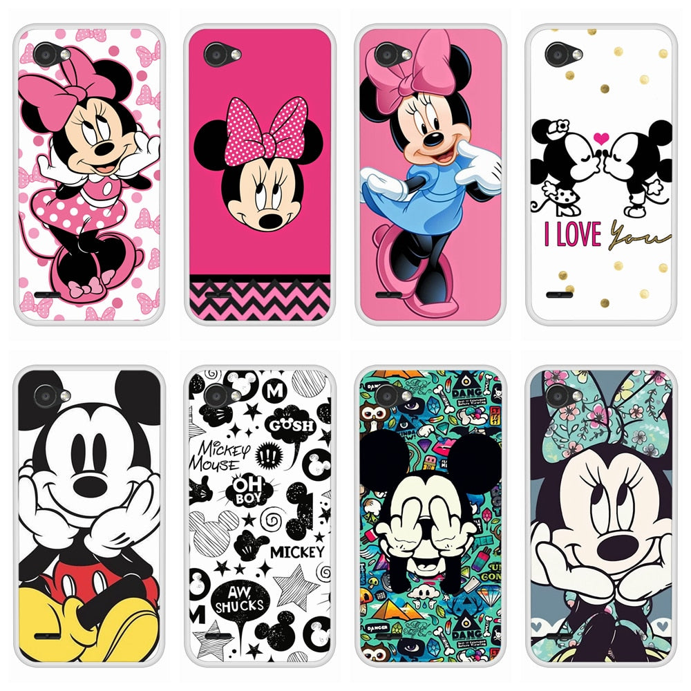 Phone Case For LG Q6 Soft Silicone TPU Mickey Minnie Pattern Printed For LGQ6 Case Cover