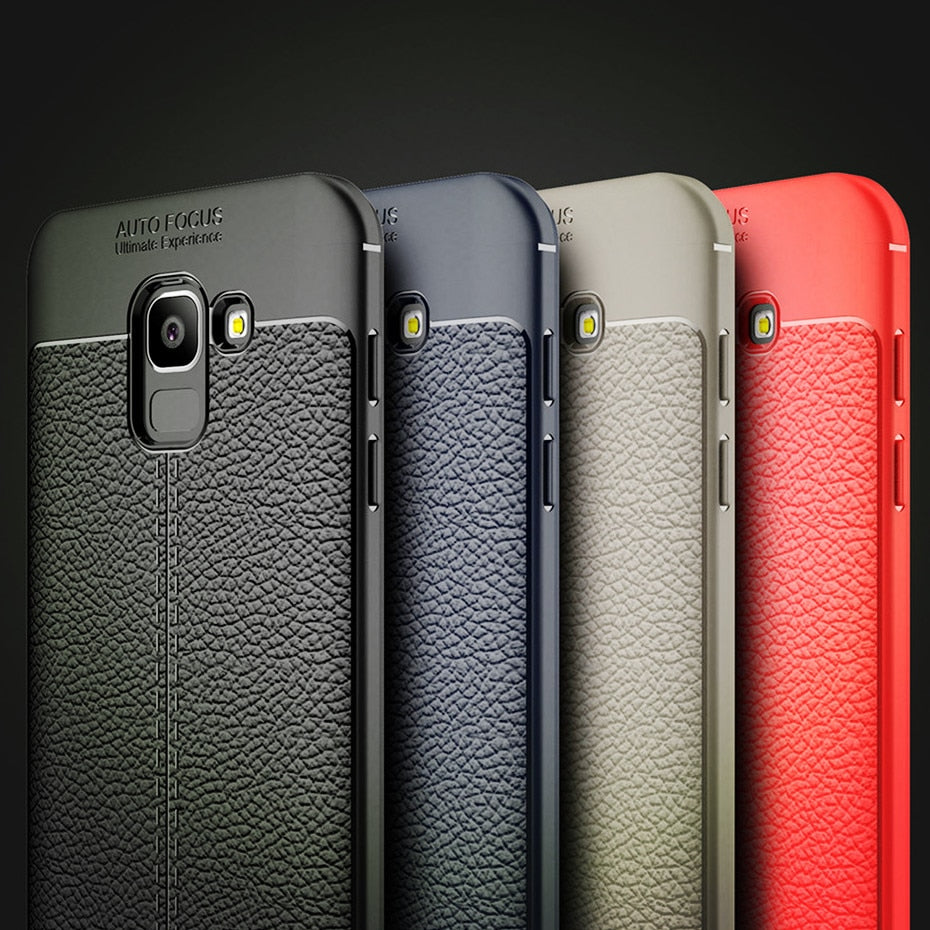 Phone Case For Samsung Galaxy J6 2018 Luxury TPU Silicone Imitation Leather Cover For Samsung J6 2018 J600F J600 SM-J600F