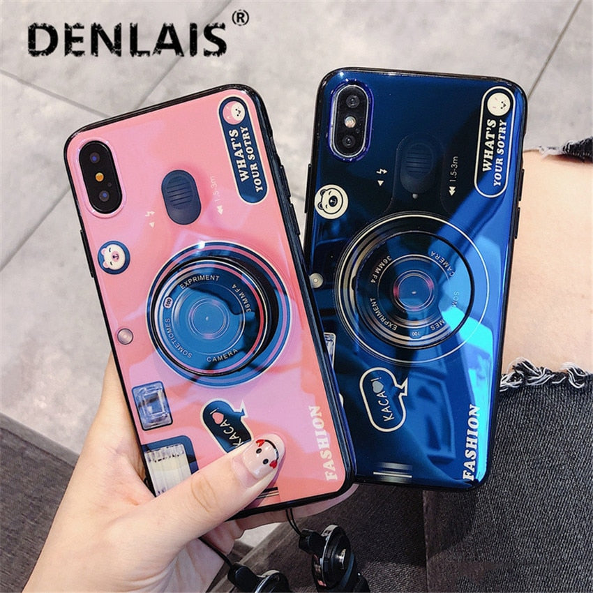 Retro Camera Case For Huawei P20 Lite Nova 3e Case Fashion 3D Grip Stand Holder Silicone Phone Case For Huawei P9 P10 P20 Pro