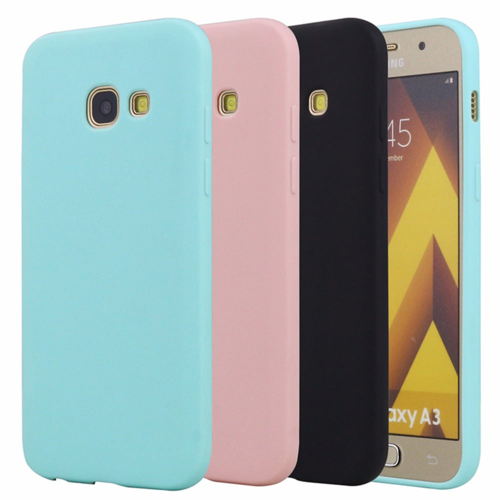 Rubber TPU Silicone Back Cover Case For Samsung Galaxy A3 2016 2017 Candy Color Soft TPU Phone Case For Samsung A3 2016 Case