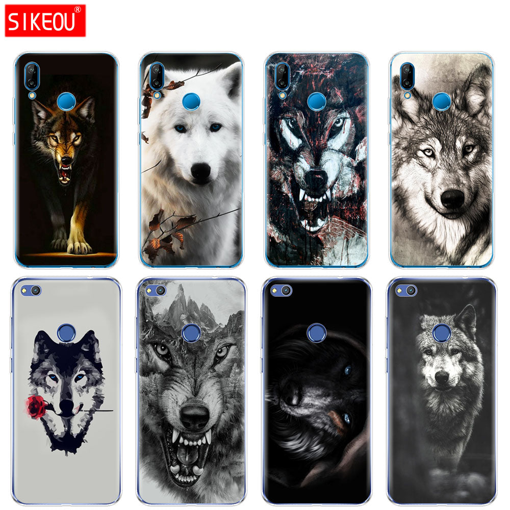 Silicone Cover Phone Case For Huawei P20 P7 P8 P9 P10 Lite Plus Pro 2017 P Smart Dark Night Wolf