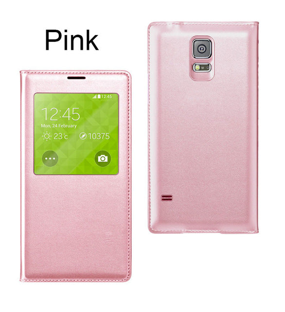 Smart Sleep Window Leather Flip Cover For Samsung Galaxy S5 Case Luuxury Fashion Have logo Phone Cases For Samsung s5 Cases