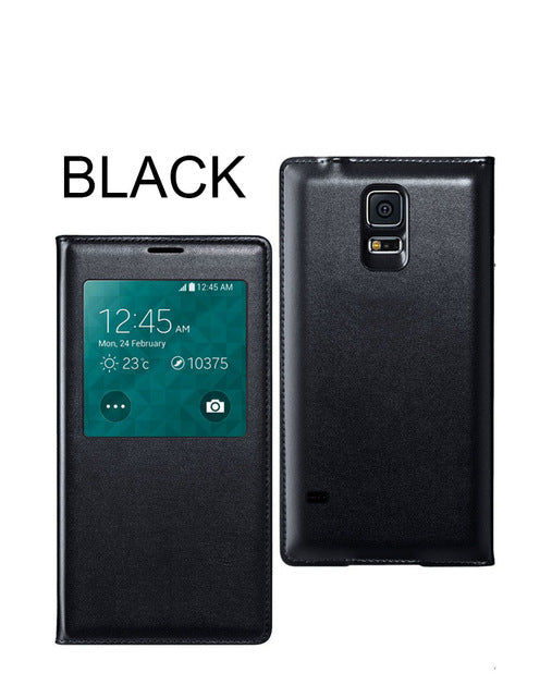 Smart Sleep Window Leather Flip Cover For Samsung Galaxy S5 Case Luuxury Fashion Have logo Phone Cases For Samsung s5 Cases