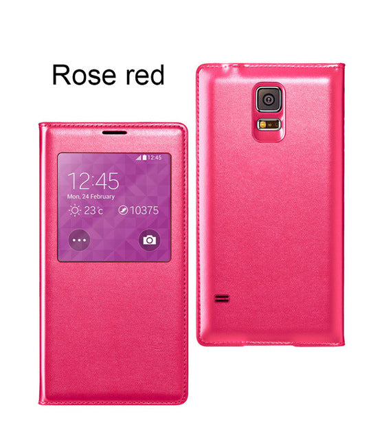 Smart Sleep Window Leather Flip Cover For Samsung Galaxy S5 Case Luuxury Fashion Have logo Phone Cases For Samsung s5 Cases