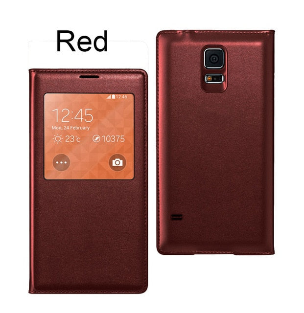 Smart Sleep Window Leather Flip Cover For Samsung Galaxy S5 Case Luuxury Fashion Have logo Phone Cases For Samsung s5 Cases