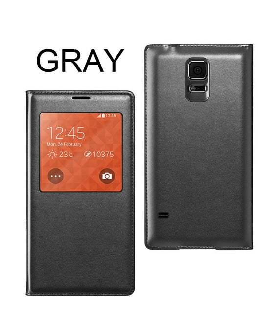 Smart Sleep Window Leather Flip Cover For Samsung Galaxy S5 Case Luuxury Fashion Have logo Phone Cases For Samsung s5 Cases