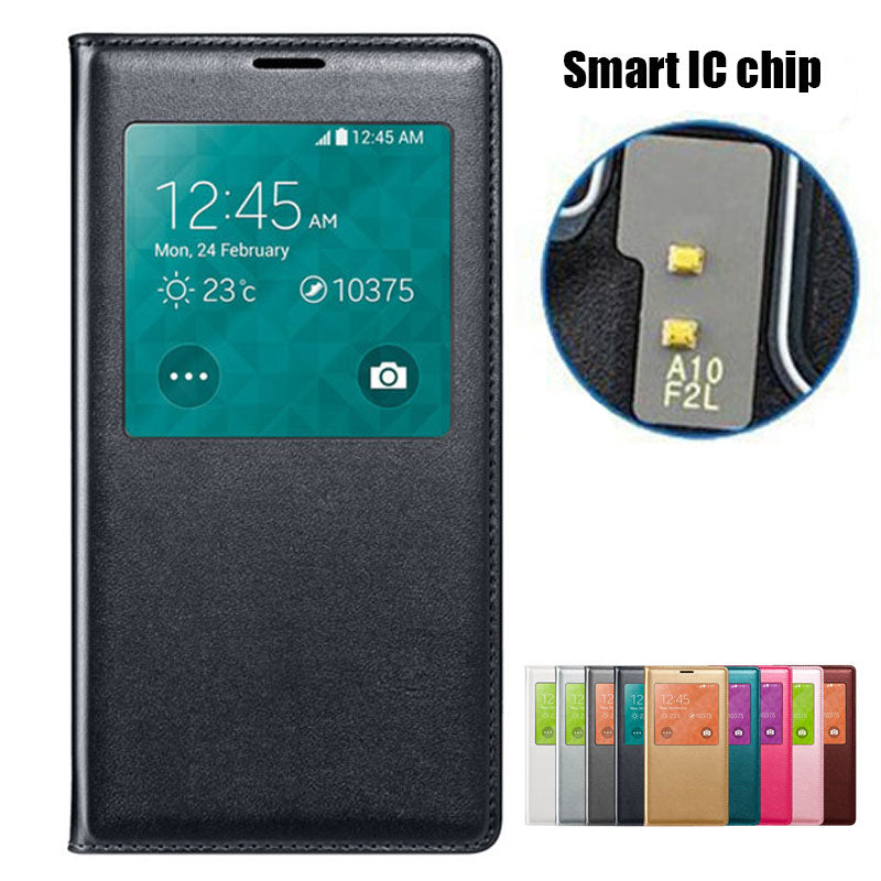 Smart Sleep Window Leather Flip Cover For Samsung Galaxy S5 Case Luuxury Fashion Have logo Phone Cases For Samsung s5 Cases