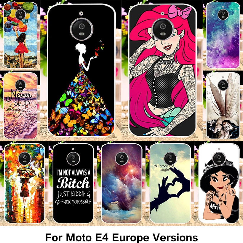 TAOYUNXI Silicone Phone Case For Motorola Moto E4 Case XT1766 XT1763 Cover E 4th Gen EU Version Princess Jasmine Tattooed Girl