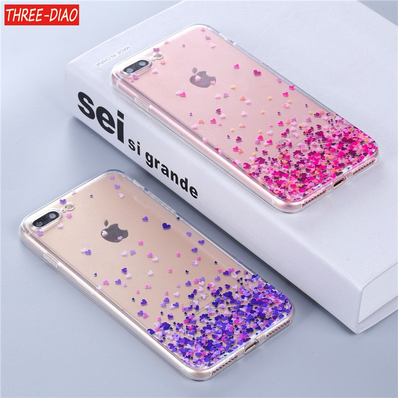 THREE-DIAO Case For iPhone X 5 5S SE Silicone Cute Cartoon soft TPU Soft Back Cover Phone Cases For iPhone 6S 6 7 8 Plus