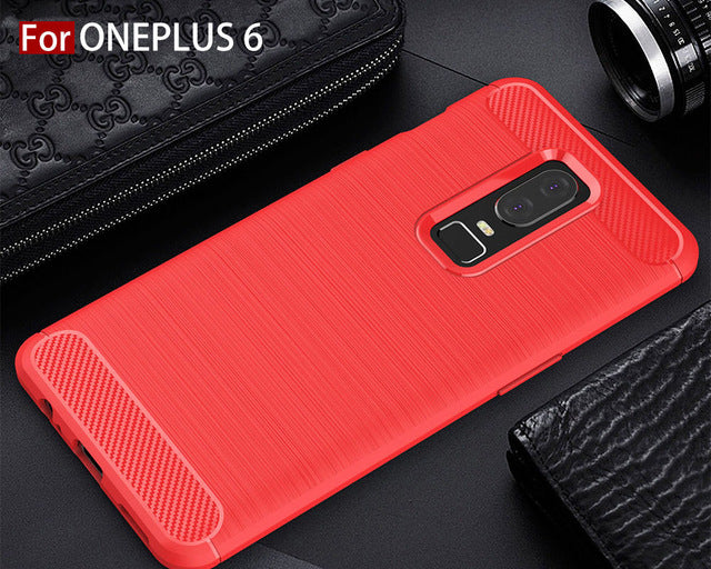 TOMKAS Carbon Fiber Phone Cases For OnePlus 6 Case Silicone Soft TPU Back Cover Case For OnePlus 6 Carbon Full Cover For