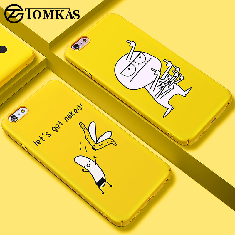 TOMKAS Naked Banana Cute Cartoon Phone Case for iPhone 7 6 6S 8 Plus Case for iPhone X 6 S Yellow Back Cover Funny Bad Boy Coque