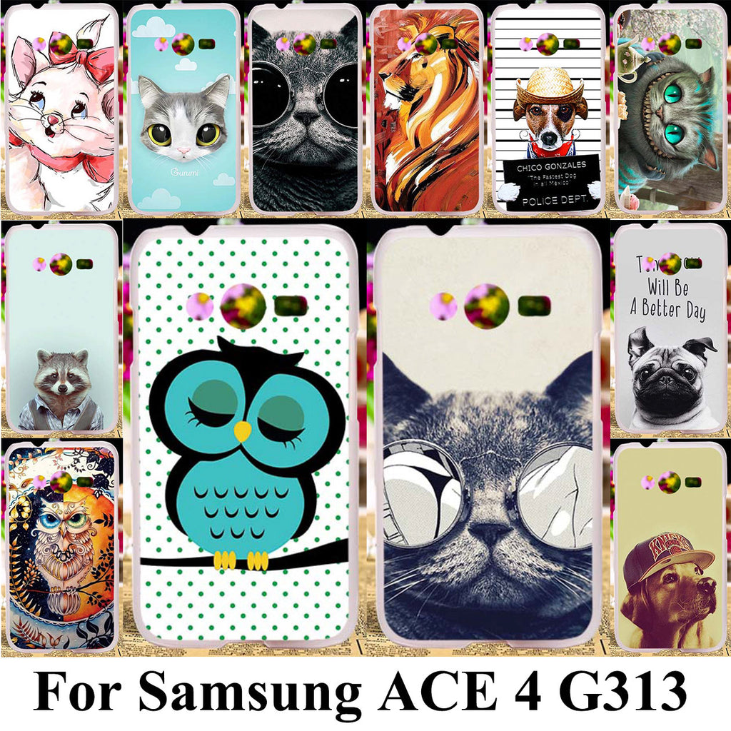Taoyunxi Silicone Plastic Phone Case For Samsung Galaxy ACE 4 NXT G313 G318H Trend 2 Lite G313H SM-G313H G318F Cat Bag Shell