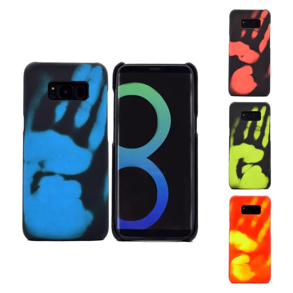 Thermal Sensor Fluorescent Color Changing Cool Matte PC Phone Case For Samsung Galaxy S7 / S7 edge / S8 / S8+ Plus Shell Cover