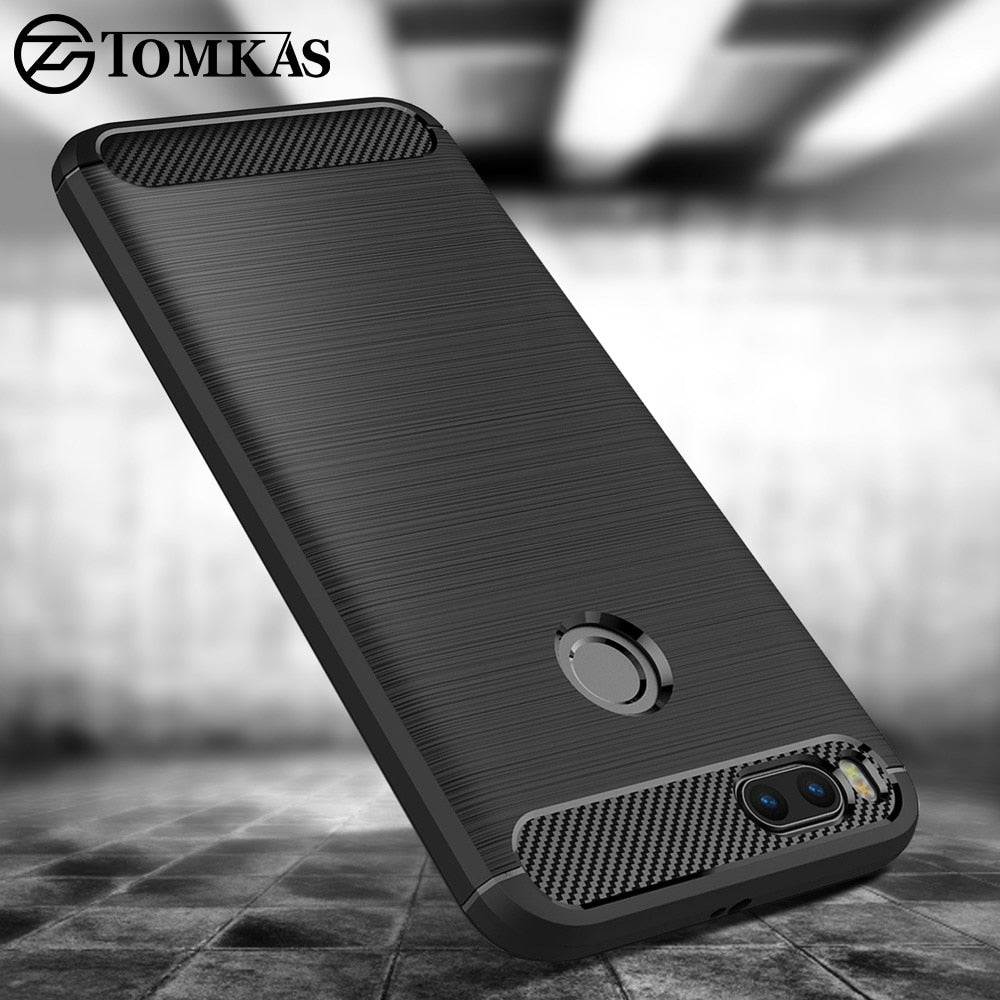 Tomkas Carbon Fiber Phone Cases Xiaomi Mi A1 5X Case Silicone Soft TPU Back Cover Brushed Case For Xiaomi Mi A1 Mi 5X Case Coque