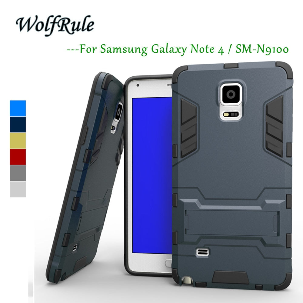 WolfRule Anti-knock sFor Phone Case Samsung Note 4 Cover Silicon+ Plastic Holder Case For Samsung Galaxy Note 4 Case Note4 N9100