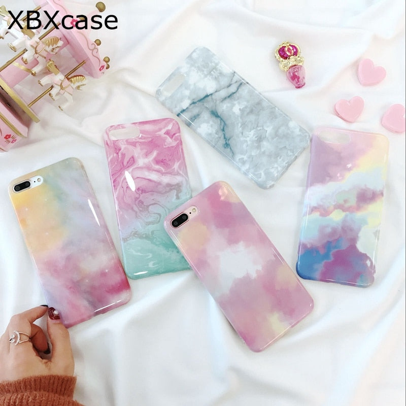 XBXcase Candy Color Abstract Graffiti Art Phone Case for iPhone 6 6s 6Plus 7 8 Plus X Marble Soft TPU Rubber Silicone Cover