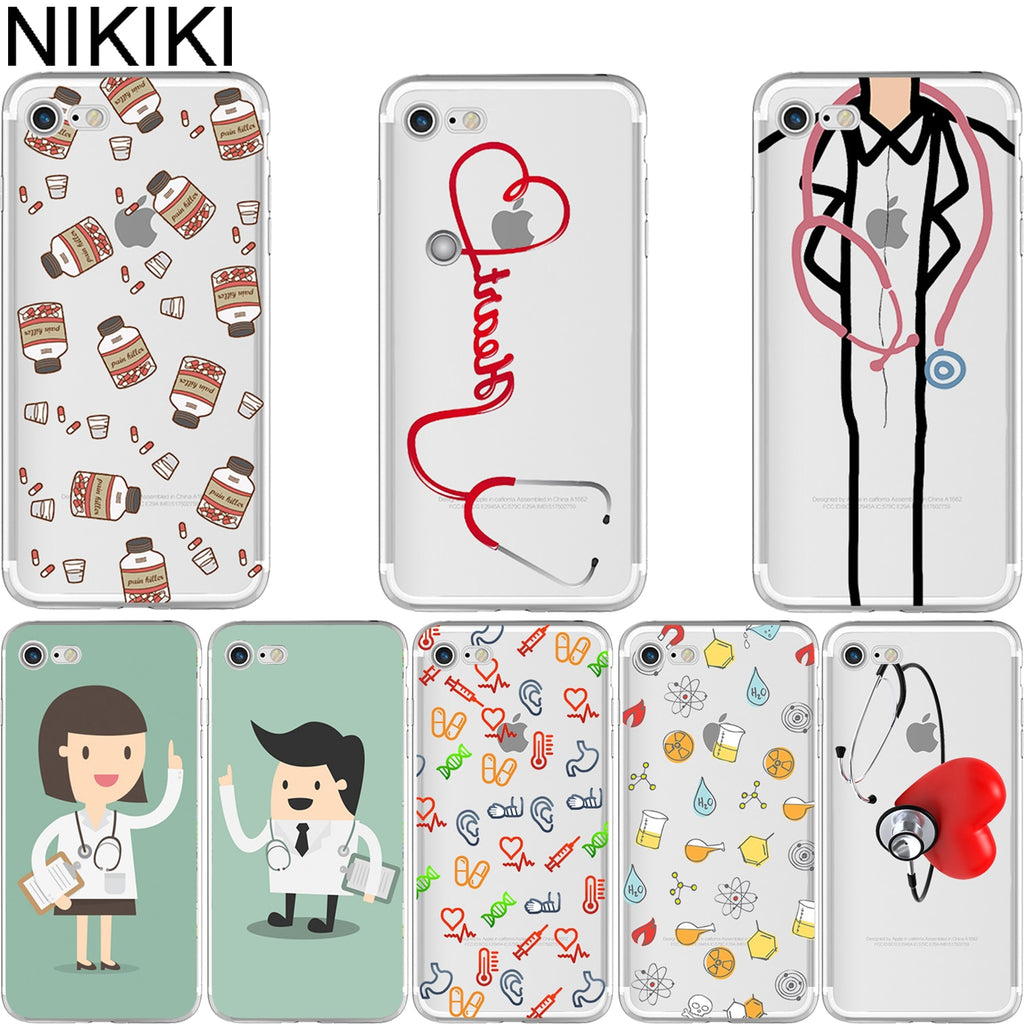 ciciber Doctor Medical Devices Medicine Stethoscope Soft Silicon Phone Case Cover for iPhone 6 6S 7 8 Plus 5S SE X Coque Capinha