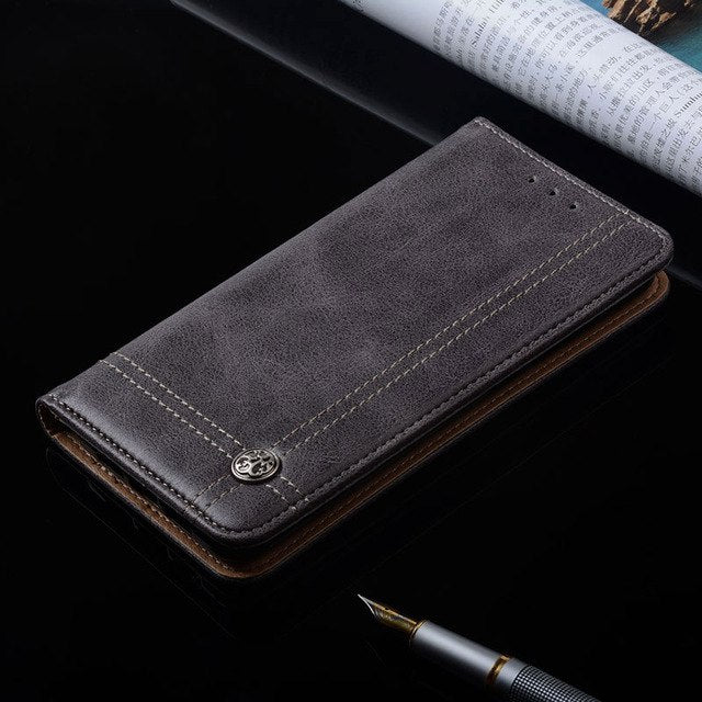 for ZTE blade v7 case Luxury Leather Flip cover with Stand Card Slot Vintage phone Cases for zte blade v7 funda Without magnets