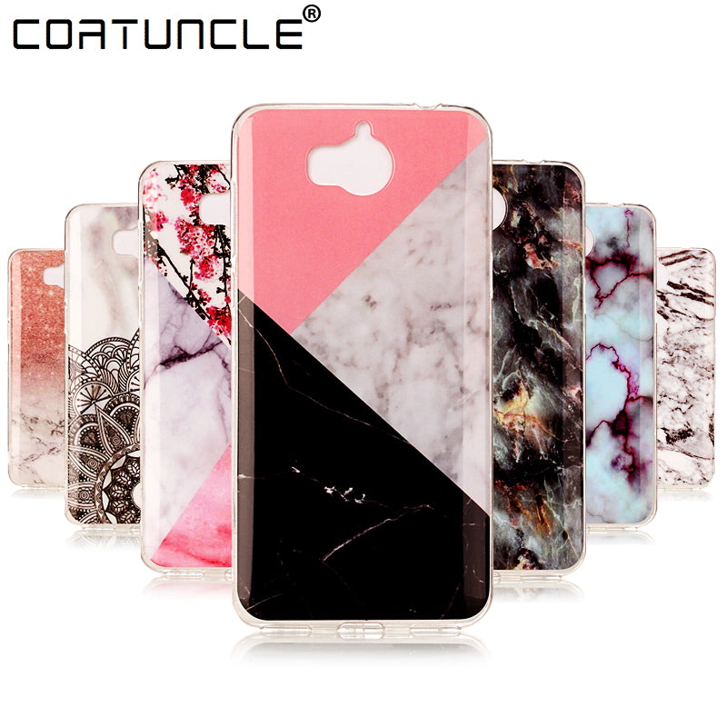 luxury Marble Stone Case sFor Huawei Y5 2017 Case soft Silicone TPU Rubber Back Cover Phone Case For Huawei Y6 2017 Case