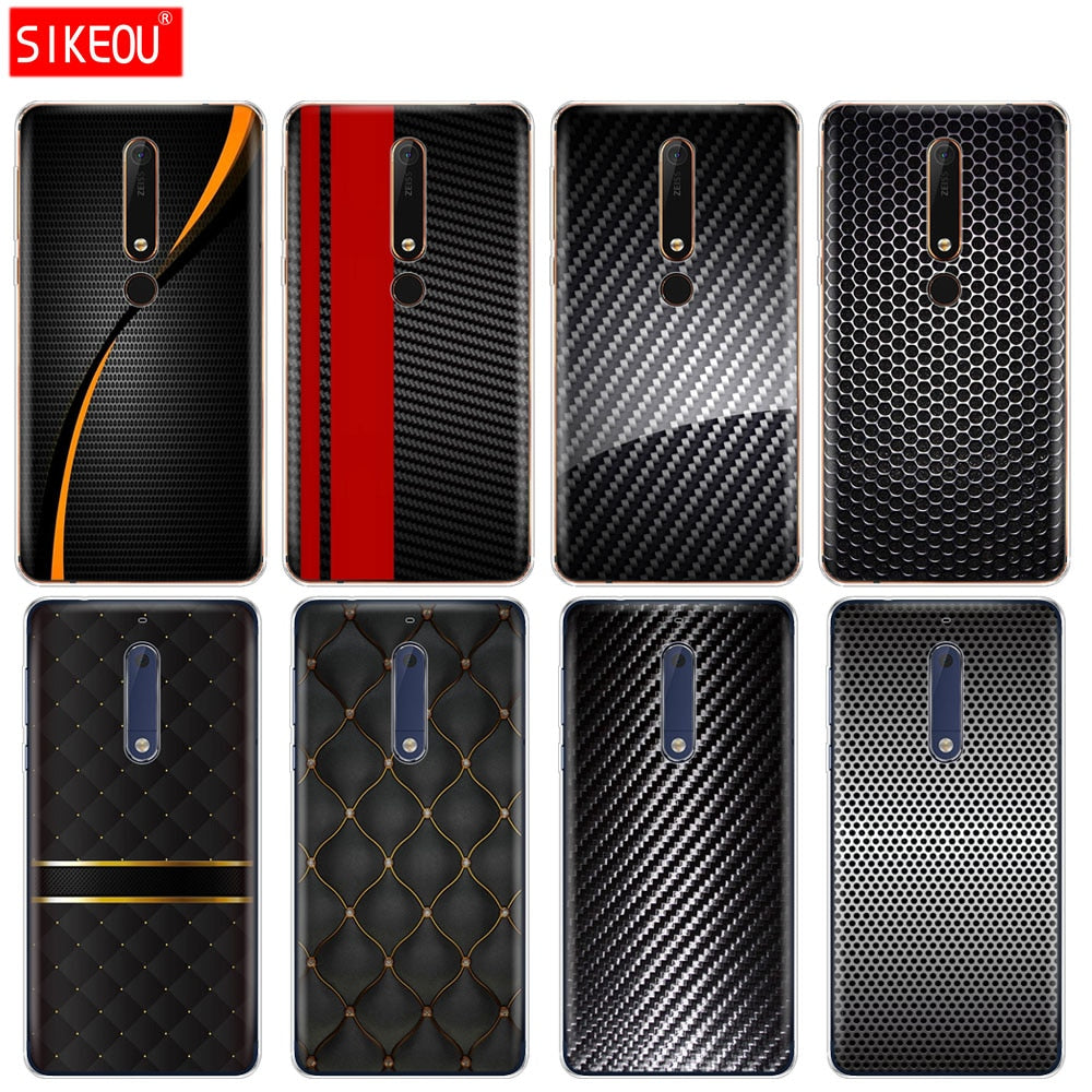 silicone cover phone case for Nokia 5 3 6 7 PLUS 8 9 /Nokia 6.1 5.1 3.1 2.1 6 2018 car carbon fibre print